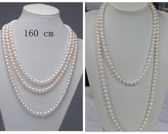 long pearl necklaces,60 inches ivory pearl necklaces, freshwater pearl necklaces,pearl jewelry,wedding necklace,girl friend gift
