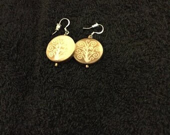 Handcarved wooden earrings