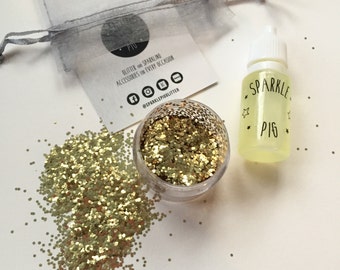 Biodegradable Glitter Beard Set Gold