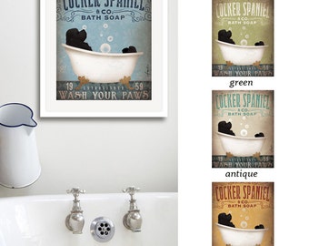 Cocker Spaniel dog bath soap Company vintage style artwork by Stephen Fowler UNFRAMED Giclee Signed Print