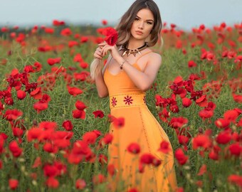 Yellow maxi summer dress