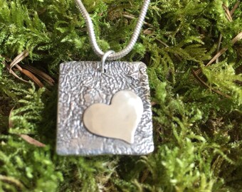 Reticulated sterling heart pendant