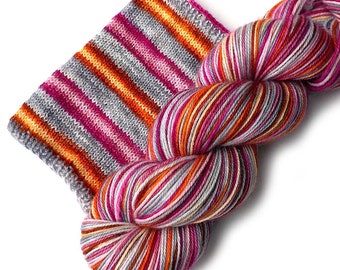 Self Striping Hand Dyed Sock Yarn Merino Nylon - Come What May