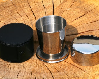 Large Collapsable Folding Metal Stirrup Shot Cup Personalised Gift