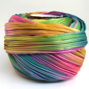1/2 yd Shibori Ribbon Hand Dyed Silk Ribbon Tropical Pink Bor