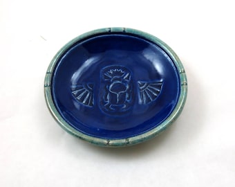 Raku Pottery Egyptian Scarab Bowl
