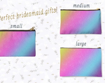 Rainbow, Makeup Bag, Makeup Brush Bag, Cosmetic Bag, Makeup Case, Makeup Storage, Pouch, Zipper Pouch, Bridesmaid Gift