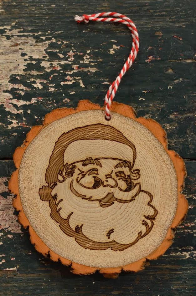 Santa Wood Slice Ornament