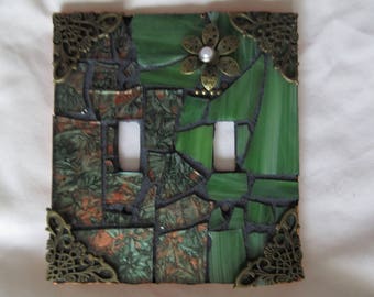 Greens in glass mosaic switch plate!