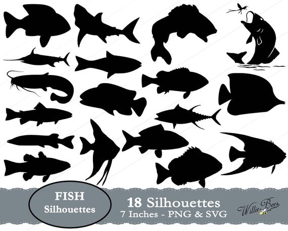 Fish SVG Fish Silhouette SVG Gills and Fins Underwater