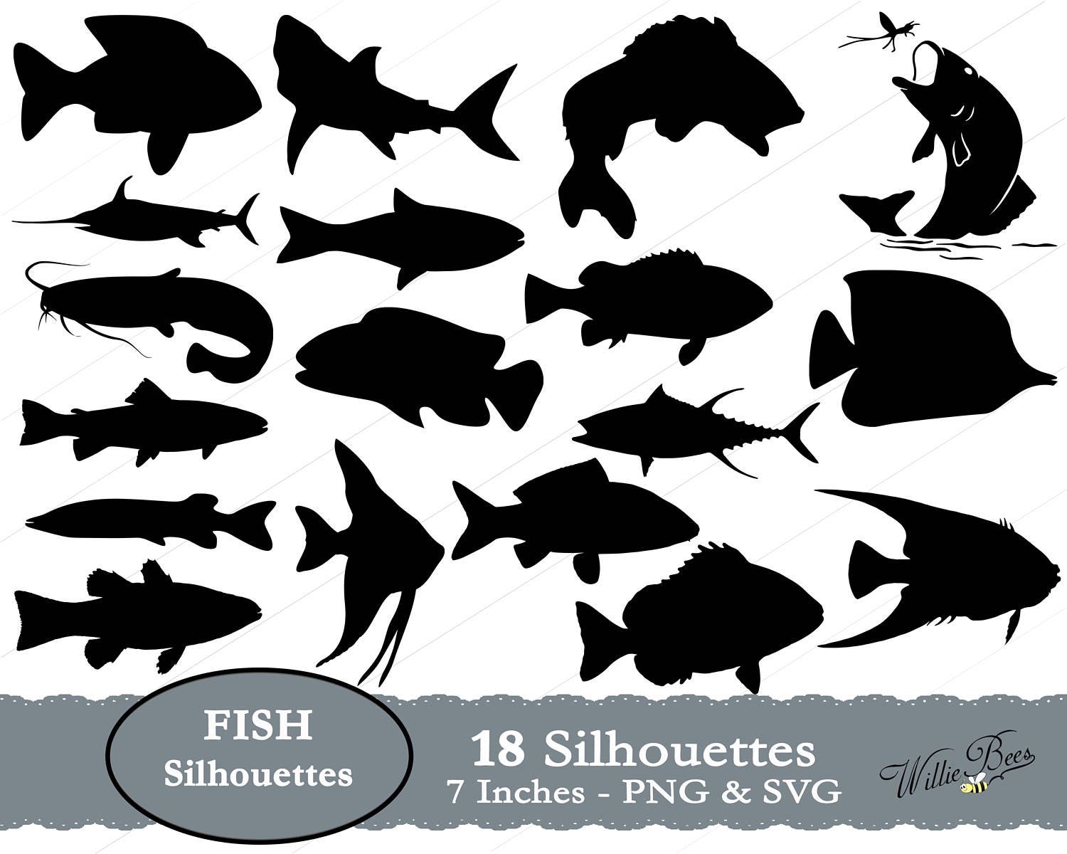 Download Fish SVG, Fish Silhouette SVG, Gills and Fins, Underwater Fish, Fish Clipart, Marine Life, Fish ...