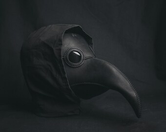 Plague Doctor Mask Leather Black, Medieval Bird Mask, Steampunk Masquerade Halloween Mask