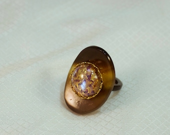 Vintage Faux Tortoise Shell Fashion Ring
