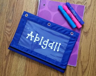 Personalized Pencil Pouch, Clear View Pencil Pouch, Back to School, School Supplies Pouch, Pencil Bag, Crayon bag, pencil holder