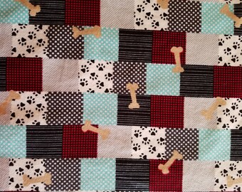 Pet Spa Patchwork Flannel Fabric Sold by the Yard