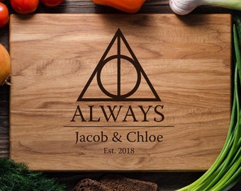 Harry Potter Personalized Cutting Board Personalized Custom Cutting Board Wedding Gift Cutting Board Deathly Hallows Harry Potter harry07