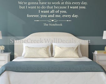 Family Decal the notebook quotes Vinyl Wall Decals Wall Decor Love Wall Decal Bedroom Wall Decal Marriage Wall Decal notebook decal