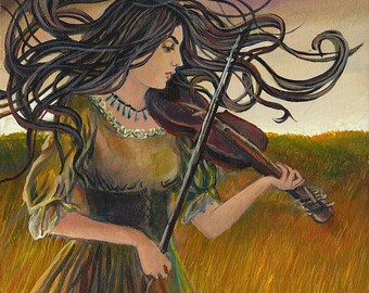 Goddess Art Wild Gypsy Air Music Witch ACEO Mini Print Altar Art
