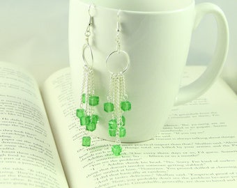 Silver & glass waterfall earrings