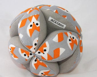 Baby Grab Ball (soft puzzle Amish ball) perfect unique baby present. Fox & grey.