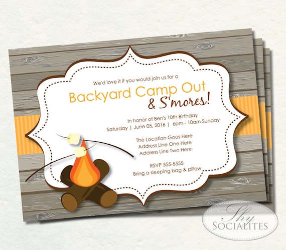 S Mores Invitation Rustic Wood Bonfire Invitation