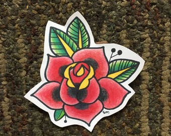 American Traditional Rose Sticker