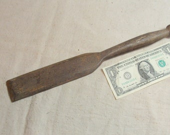 HUGE Antique Hand Forged Iron Chisel, 14" Long, Stone Mason? Shipwright? Well Made but Unsigned