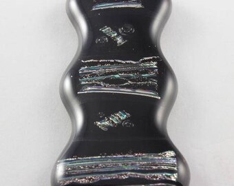 Black and Silver Fused Glass Pendant