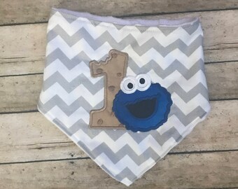 Cookie Bandana Bib- Birthday Bib-Toddler bib-First Birthday Bib-Cookie Bib