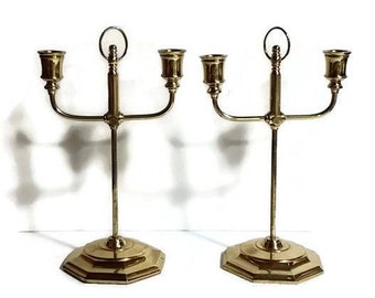 Set of Solid Brass Candlesticks, Candle Holders Wedding, Hallmark Cards Inc, rustic home decor, Centerpiece, Candelabra, Adjustable