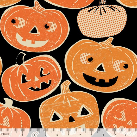 Pumpkin Fabric Halloween Fabric Jack O Lantern Print
