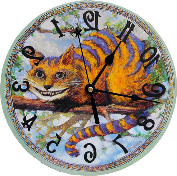 Cheshire Cat clock. Runs backwards Alice in Wonderland Decor