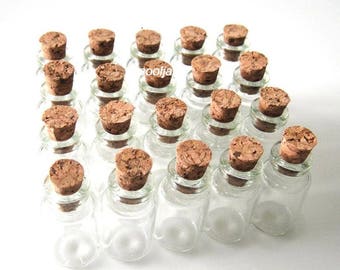 20 Pcs 13x24mm 1ml Wish Bottles Tiny Clear Cork Glass Bottles Vials/christmas bottle/spice jar/wedding bottle/decor bottle/herb bottles