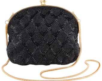 Black Beaded Evening Bag, 1960s