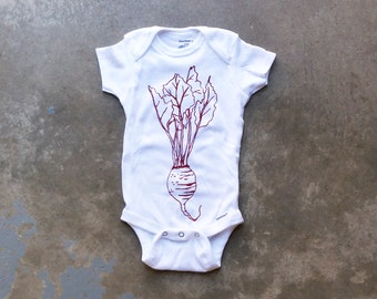 Beet Baby Onesie Screen Printed Original Artwork