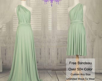 Bridesmaid Dress Sage green infinity Dress Convertible Formal,wrap dress party dress Evening dress -C43# B43#