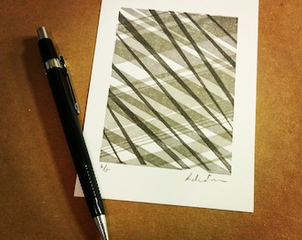 Block print: Shadow Play 1 - limited edition hand pulled fine art block print, linocut print (4 x 5.5")