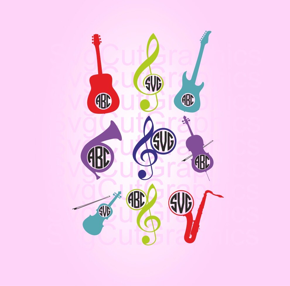 Download Music Instruments SVG Files Music Svg Monogram Frames SVG