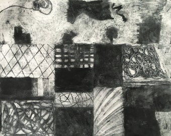 Abstract Tonal Collagraph print