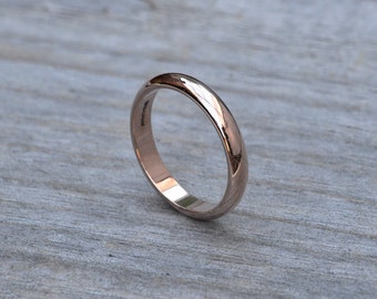 D Shape Wedding Band, Rose Gold Wedding Ring, 3mm Or 4mm Wide Stackable Ring
