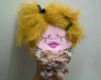 Felt Brooch Girl Portrait Mademoiselle Citrouille Miss Pumpkin