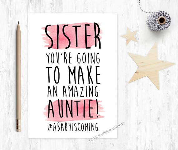 you're going to be an auntie card funny pregnancy reveal card i'm pregnant pregnancy announcement love paper rainbow auntie card sister