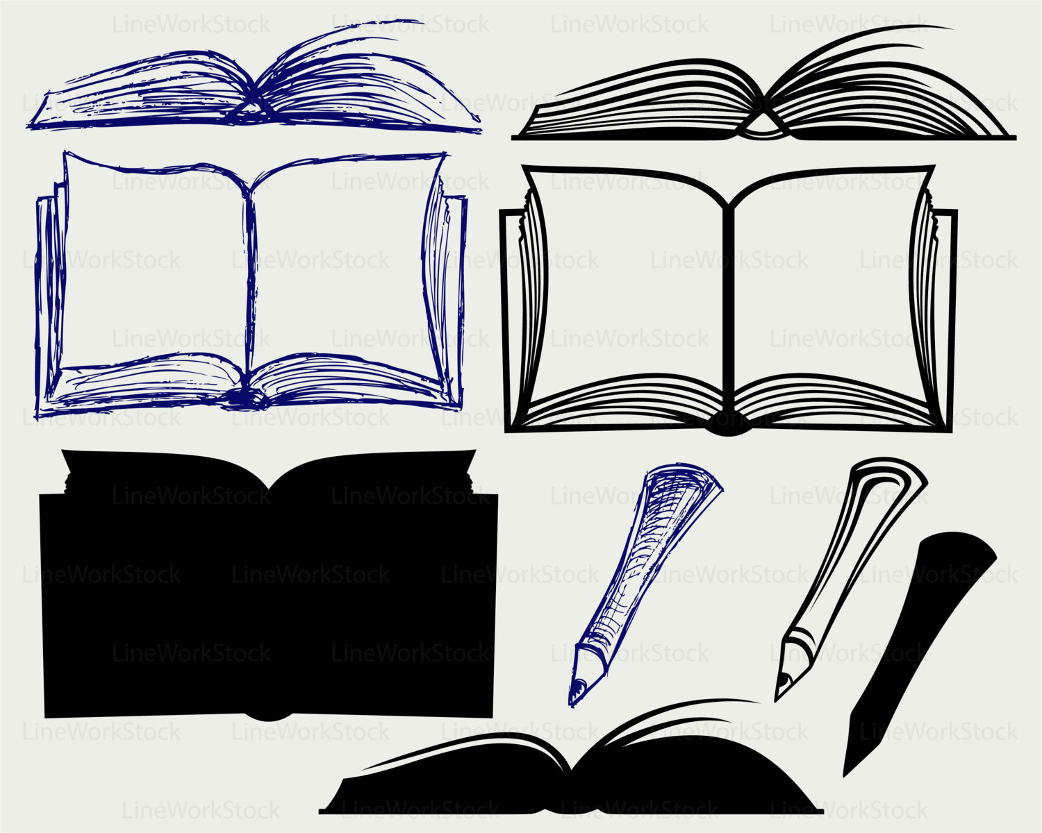 Download Open book svg/book clipart/book svg/open book silhouette/book