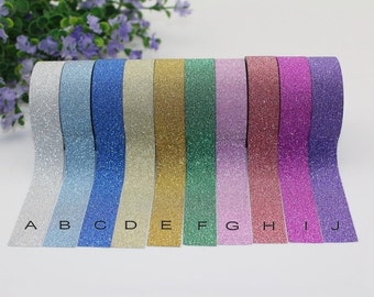 SALE--1 roll Glitter Washi Tape -- Japanese Washi Tape -Sparkle tape-- 15mm x 5M--6 colors to choose
