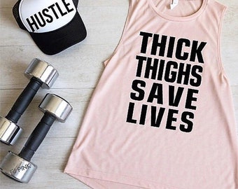 Thick Thighs Save Lives Workout Tank Top, Workout Clothes, Crossfit Tank Tops, Workout Tank Tops, Gym Tank Top, Fit Pink