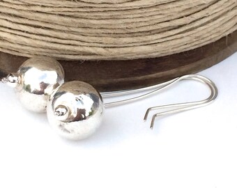 Sterling Silver Long Orb Statement Earrings, Handmade