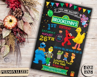 Sesame Street, Sesame Street Birthday, Sesame Street Invitation, Sesame Street Party, Elmo Invitation, Elmo Birthday, Sesame Street Invite