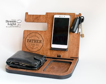 Desk Organizer,Docking Station,Charging Station, Phone Stand,Gifts for Dad,Fathers Day Gift,Mens birthday gift,Gift for husband,Gift for Men