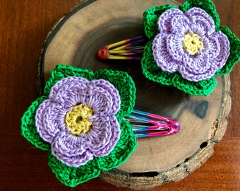 Crochet Flower Hair Clips
