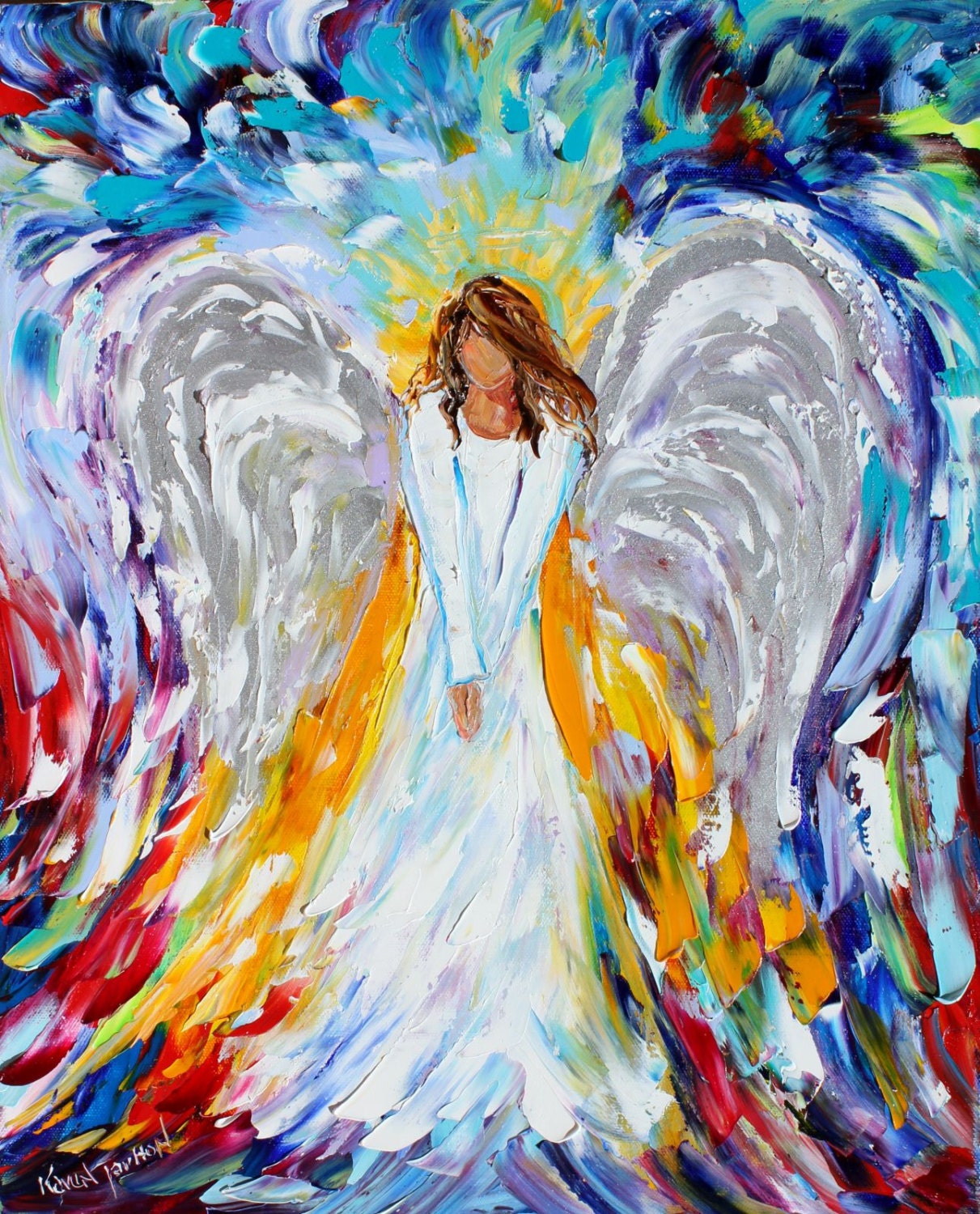 Print of Guardian angel Gallery Quality Giclee Print on canvas